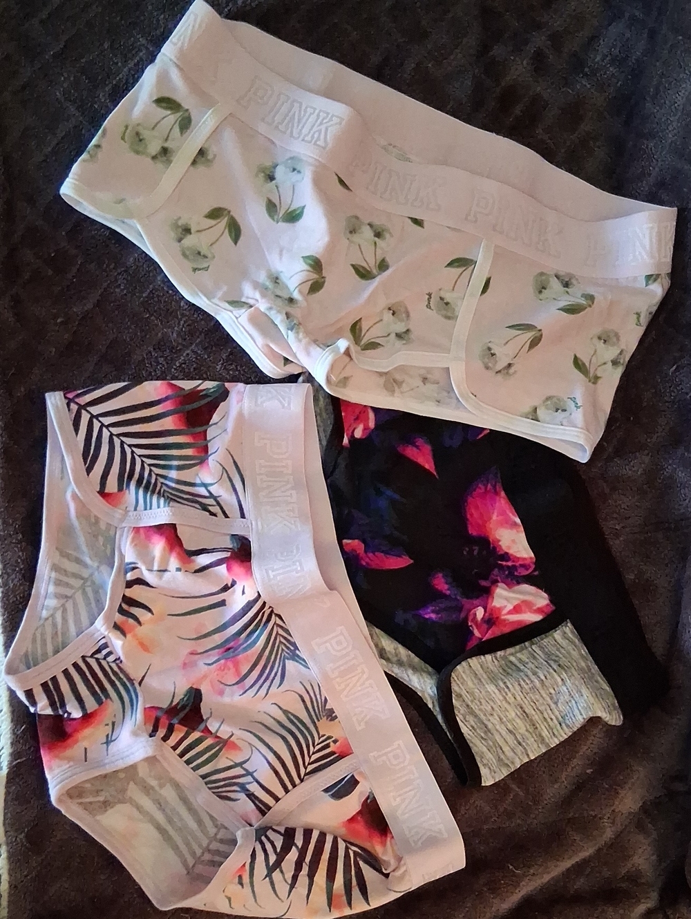 PINK Victoria's Secret Mixed-Print Boyshort Panty Trio - White, Black, Multi